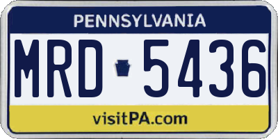 PA license plate MRD5436