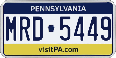 PA license plate MRD5449