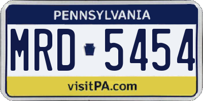 PA license plate MRD5454