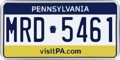 PA license plate MRD5461