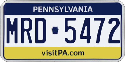 PA license plate MRD5472