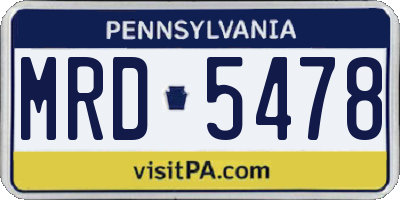 PA license plate MRD5478