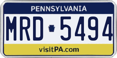 PA license plate MRD5494