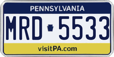 PA license plate MRD5533
