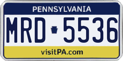 PA license plate MRD5536