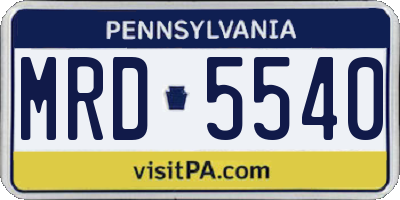 PA license plate MRD5540