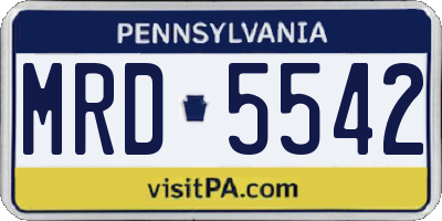 PA license plate MRD5542