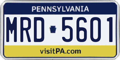 PA license plate MRD5601