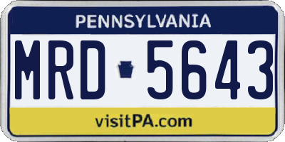 PA license plate MRD5643