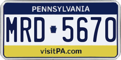 PA license plate MRD5670