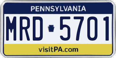 PA license plate MRD5701