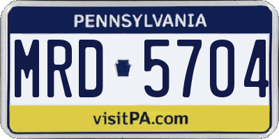PA license plate MRD5704