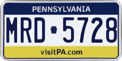 PA license plate MRD5728