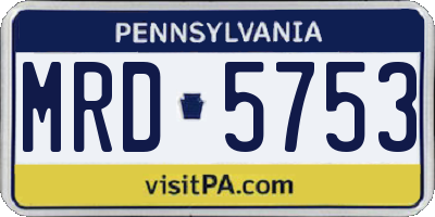 PA license plate MRD5753