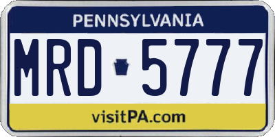 PA license plate MRD5777