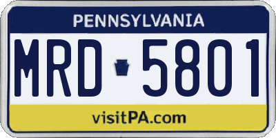 PA license plate MRD5801