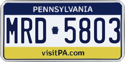 PA license plate MRD5803