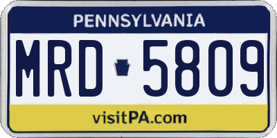 PA license plate MRD5809