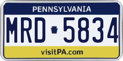 PA license plate MRD5834