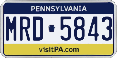 PA license plate MRD5843