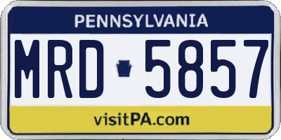 PA license plate MRD5857