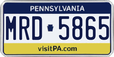 PA license plate MRD5865