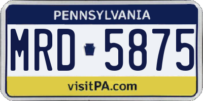PA license plate MRD5875