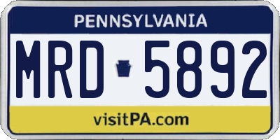 PA license plate MRD5892