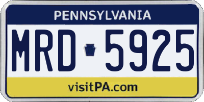 PA license plate MRD5925
