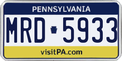 PA license plate MRD5933