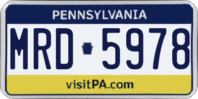 PA license plate MRD5978