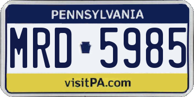 PA license plate MRD5985