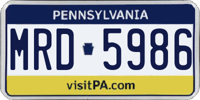 PA license plate MRD5986