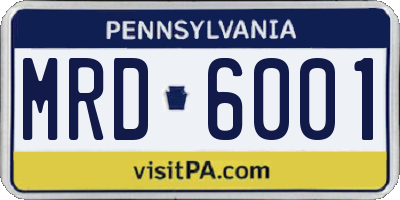 PA license plate MRD6001