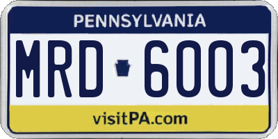 PA license plate MRD6003