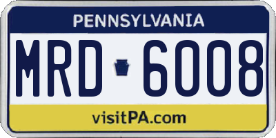 PA license plate MRD6008