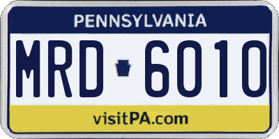 PA license plate MRD6010