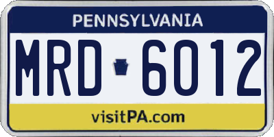 PA license plate MRD6012