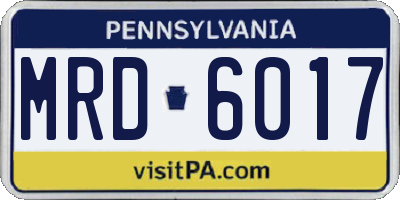 PA license plate MRD6017