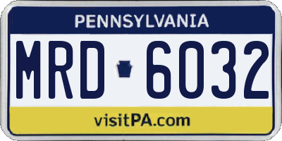 PA license plate MRD6032
