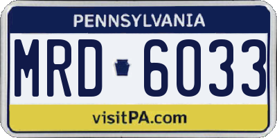PA license plate MRD6033