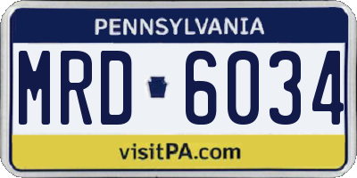 PA license plate MRD6034