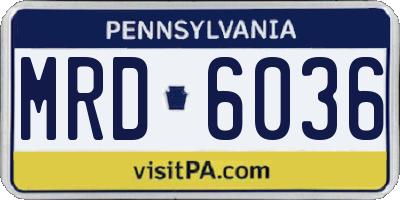 PA license plate MRD6036