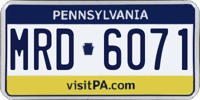PA license plate MRD6071