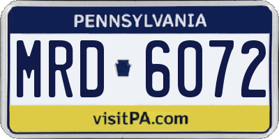 PA license plate MRD6072