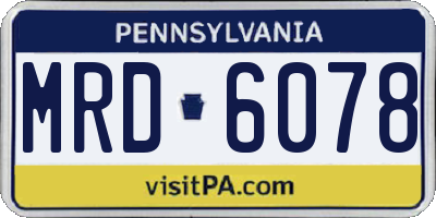 PA license plate MRD6078