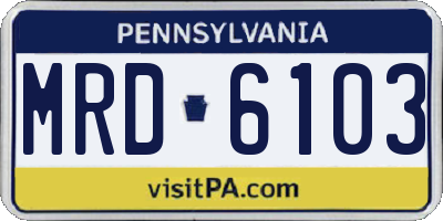 PA license plate MRD6103