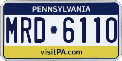PA license plate MRD6110