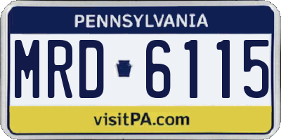 PA license plate MRD6115