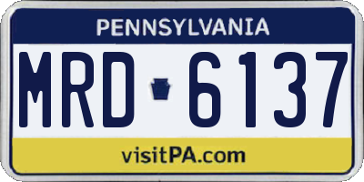 PA license plate MRD6137